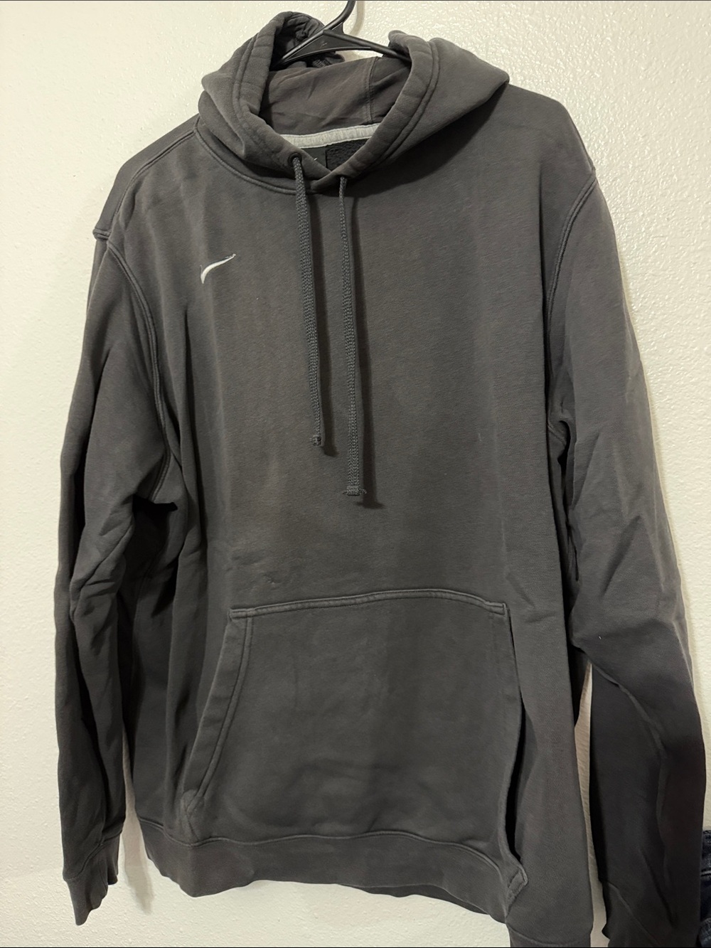 Nike Charcoal Gray Pullover Hoodie with Small Swoosh